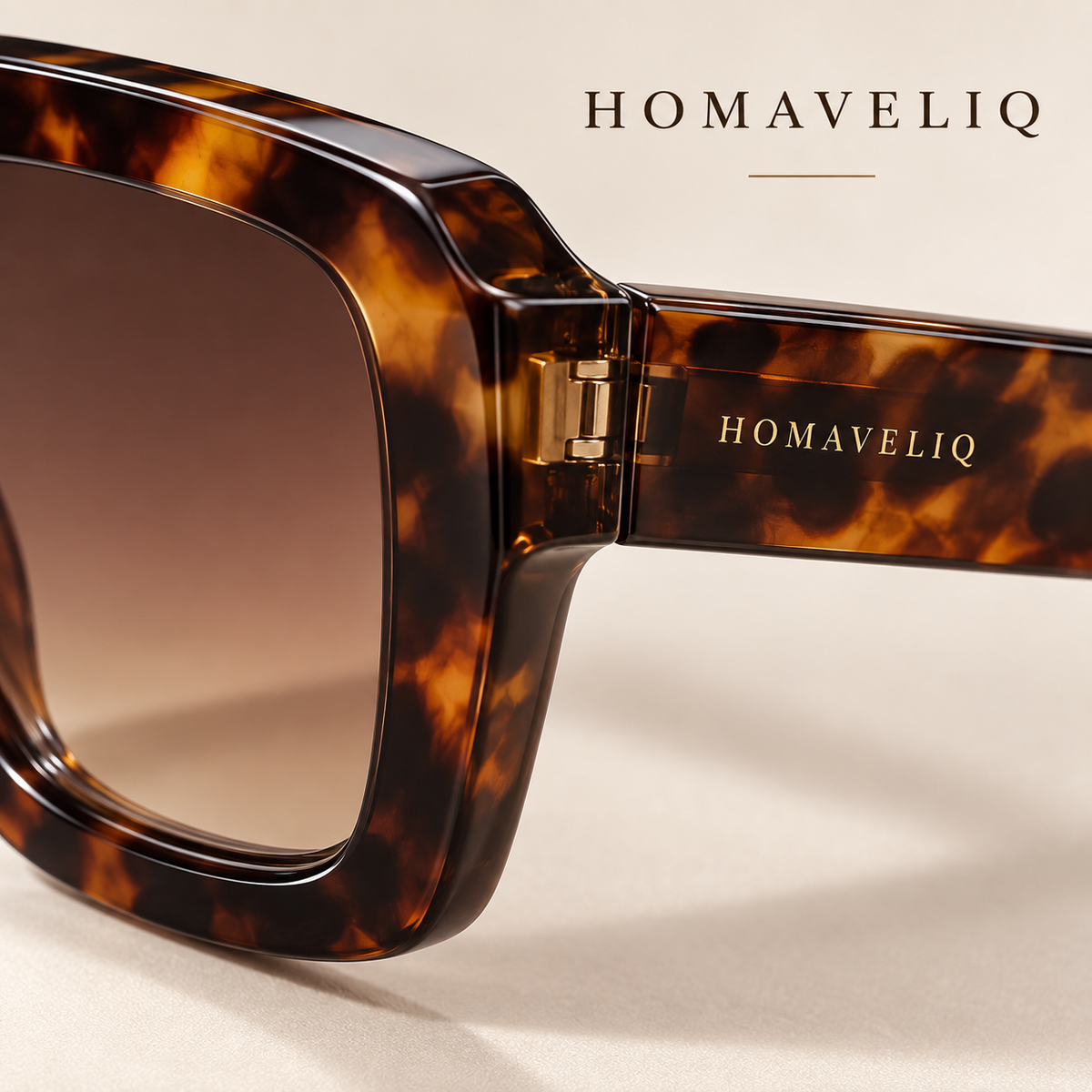 HOMAVELIQ® Vintage Tortoiseshell Sunglasses for Women – Chunky Square Frame Brown Gradient Shades