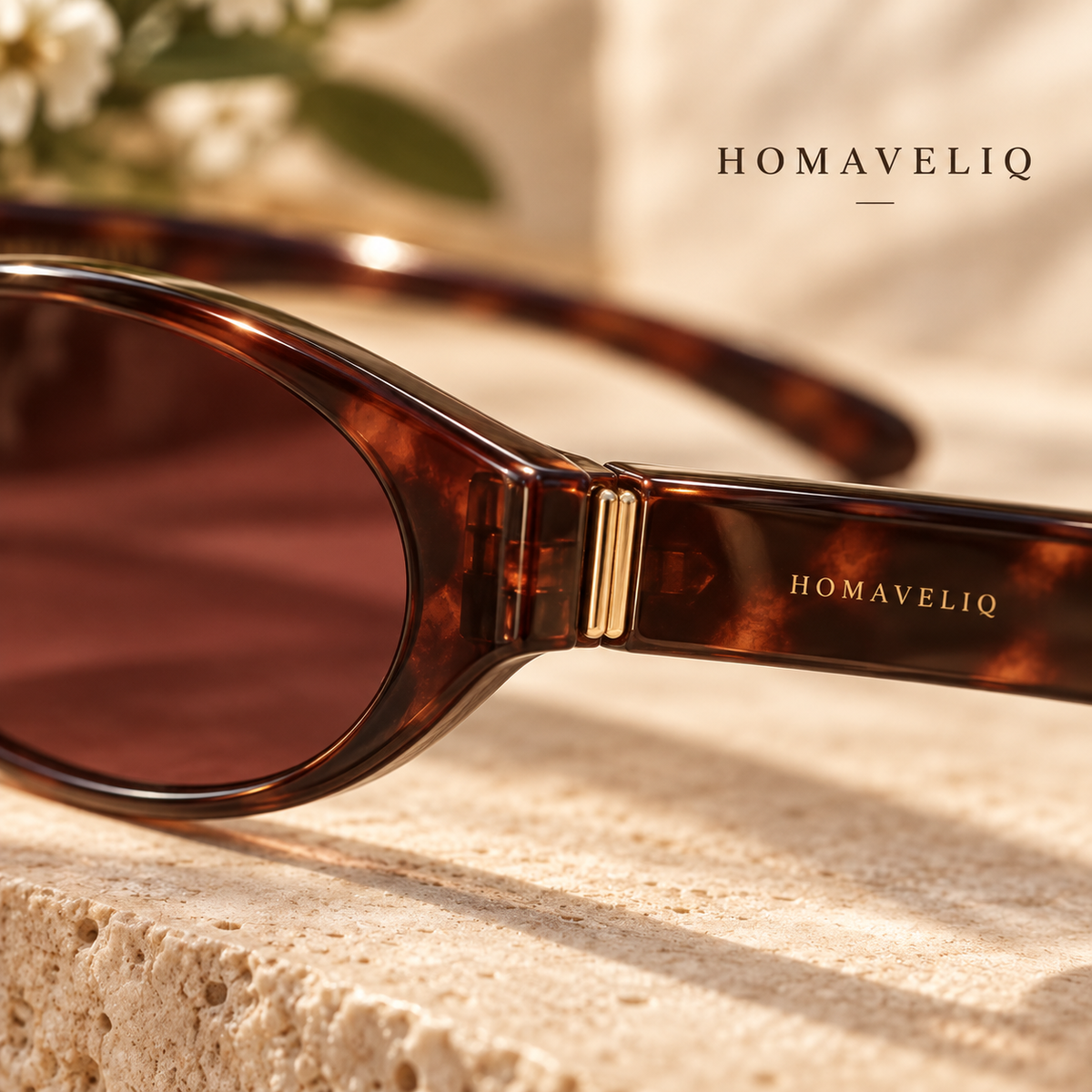 HOMAVELIQ® Slim Cat Eye Sunglasses for Women – Burgundy Tortoiseshell Retro Fashion Shades