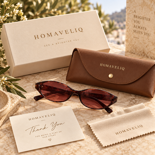 HOMAVELIQ® Slim Cat Eye Sunglasses for Women – Burgundy Tortoiseshell Retro Fashion Shades