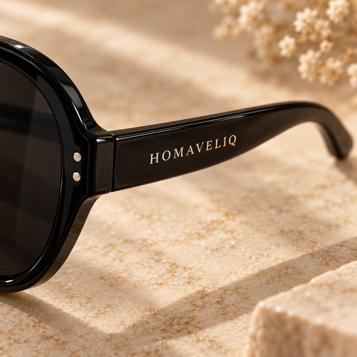 HOMAVELIQ® Retro Oval Sunglasses for Women – Black Vintage Frame Fashion Shades