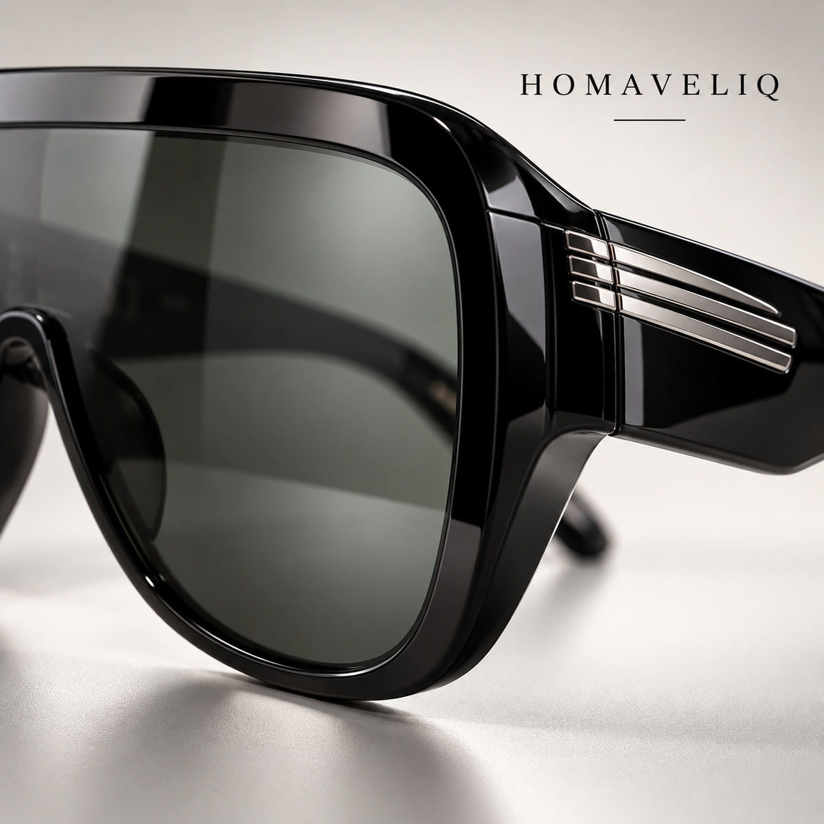 HOMAVELIQ® Oversized Shield Sunglasses for Women – Bold Black Fashion Wraparound Shades