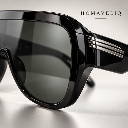 HOMAVELIQ® Oversized Shield Sunglasses for Women – Bold Black Fashion Wraparound Shades