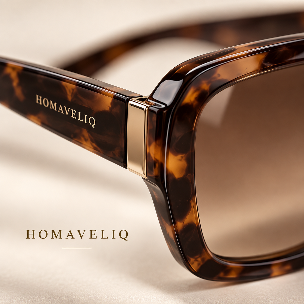 HOMAVELIQ® Tortoiseshell Square Sunglasses for Women – Retro Oversized Brown Gradient Fashion Shades
