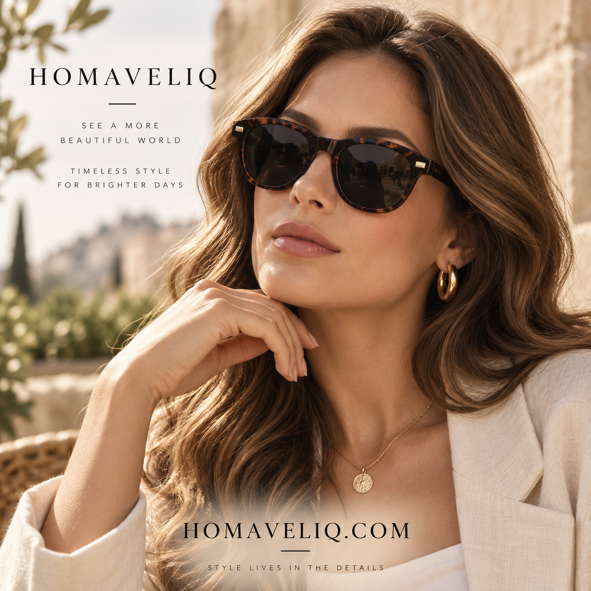 HOMAVELIQ® Classic Square Sunglasses for Women – Black Frame Tortoiseshell Temple Fashion Shades