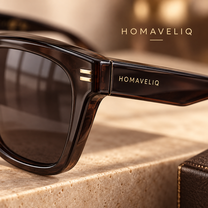 HOMAVELIQ® Modern Rectangular Sunglasses for Women – Brown Gradient Acetate Frame Fashion Shades