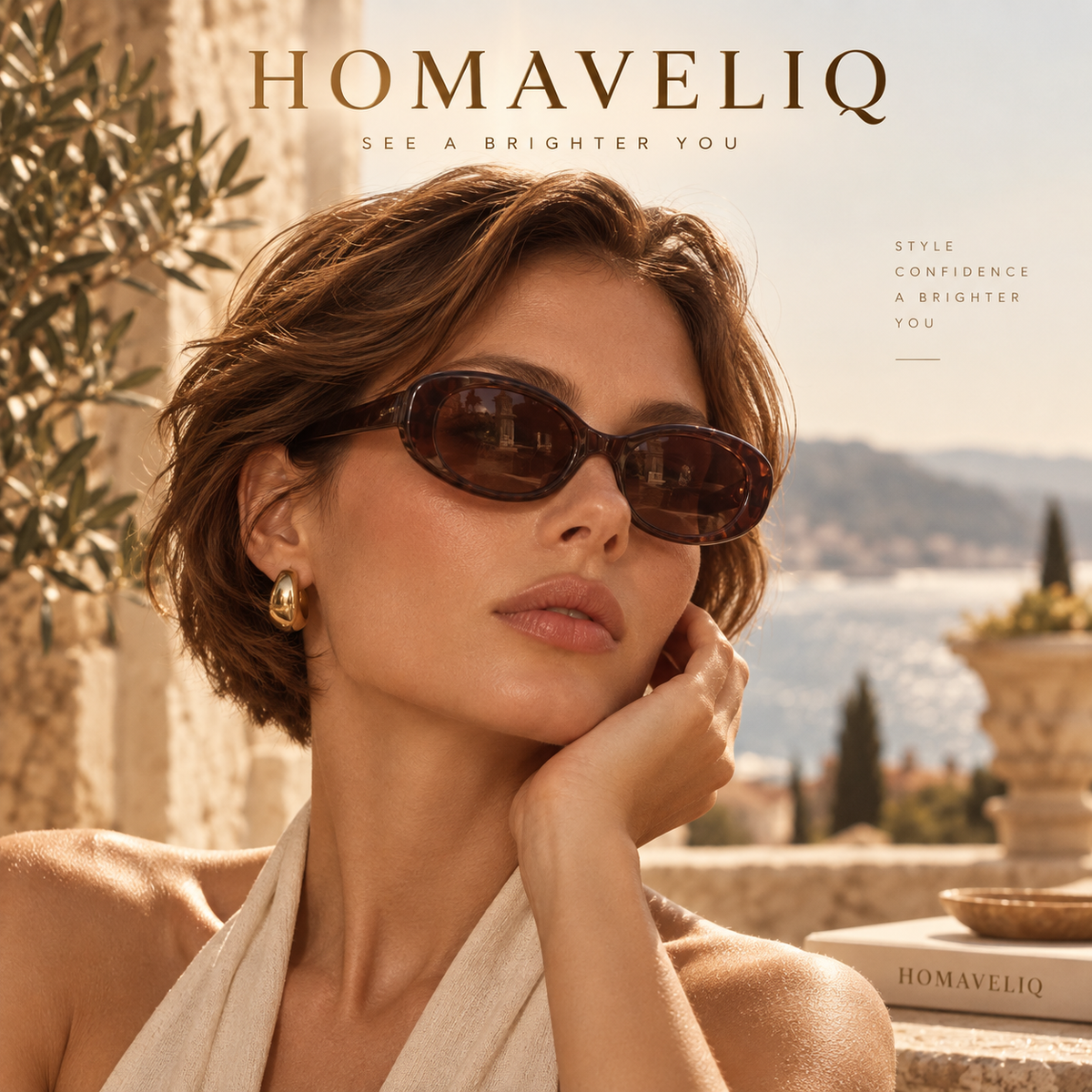 HOMAVELIQ® Vintage Oval Sunglasses for Women – Tortoiseshell Brown Retro Chic Fashion Shades