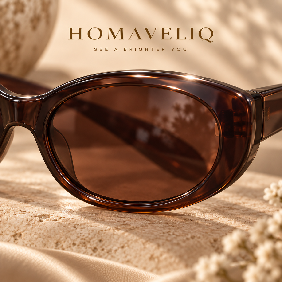 HOMAVELIQ® Vintage Oval Sunglasses for Women – Tortoiseshell Brown Retro Chic Fashion Shades
