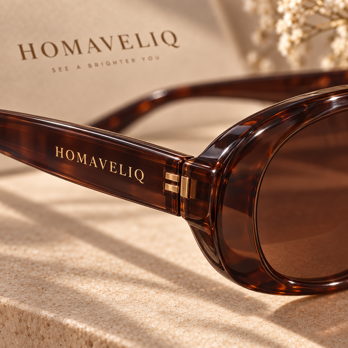 HOMAVELIQ® Vintage Oval Sunglasses for Women – Tortoiseshell Brown Retro Chic Fashion Shades